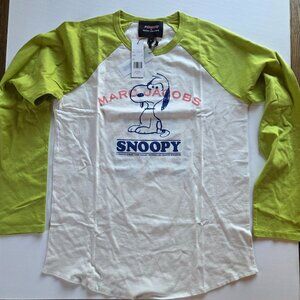 MARC JACOBS - SNOOPY PEANUTS Womens MEDIUM Raglan Tee Brand NEW with Tags LIME